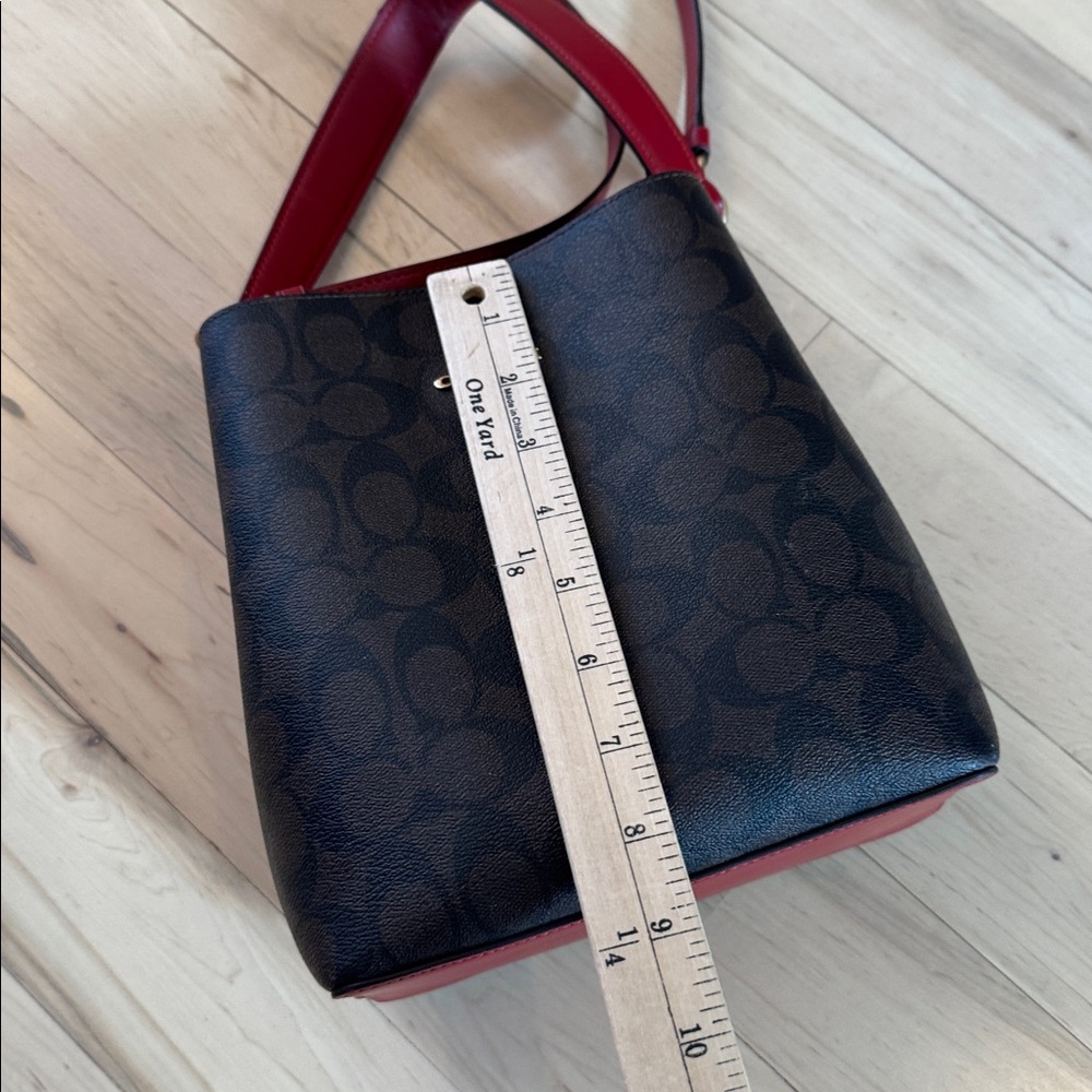 Coach Signature Brown and Red Crossbody Bag - Picture 8 of 11